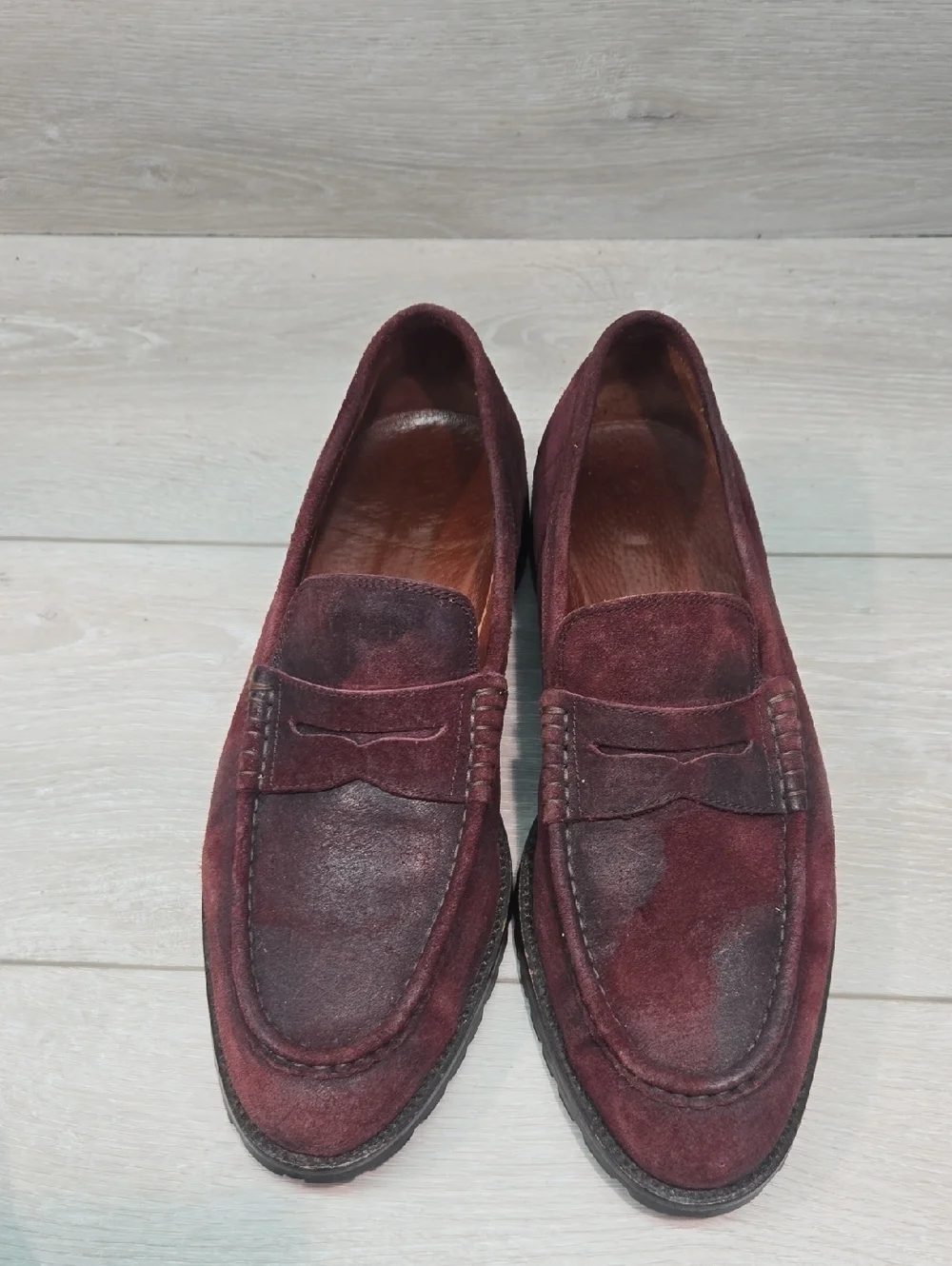 Donald J Pliner Men\'s Leron Oxford Burgundy Suede Penny Loafers Leather Shoes 8M Donald J. Pliner | Shoes | Donald J Pliner Mens Fabric  main image 3